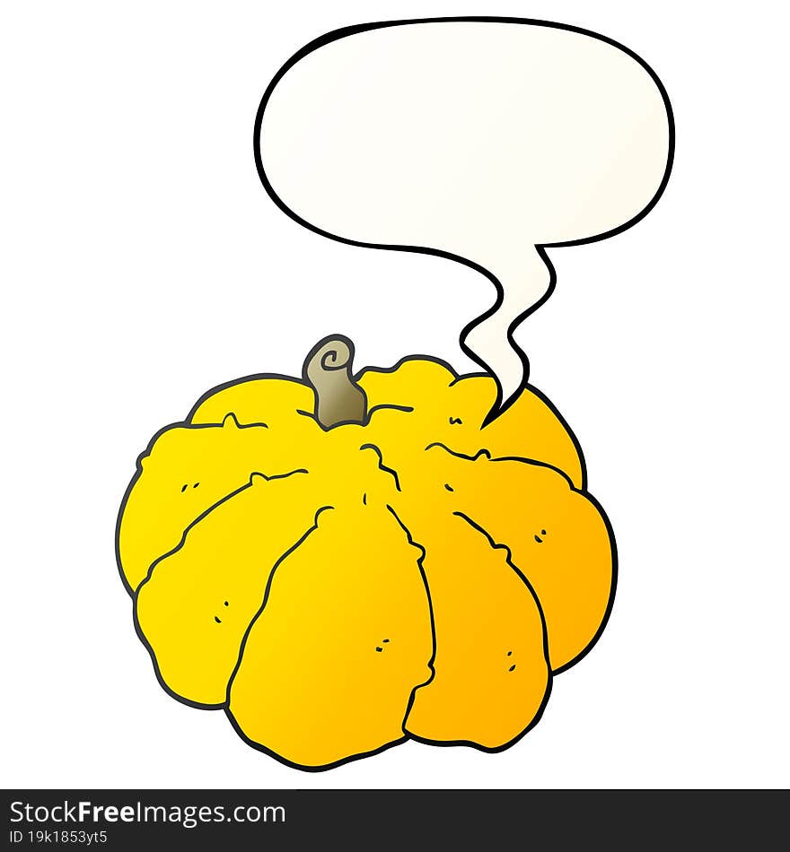 cartoon squash with speech bubble in smooth gradient style