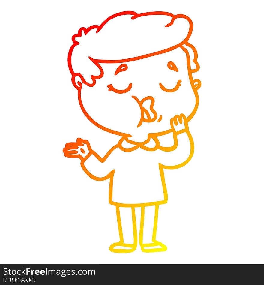 warm gradient line drawing cartoon man talking