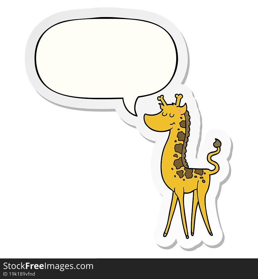 cartoon giraffe and speech bubble sticker