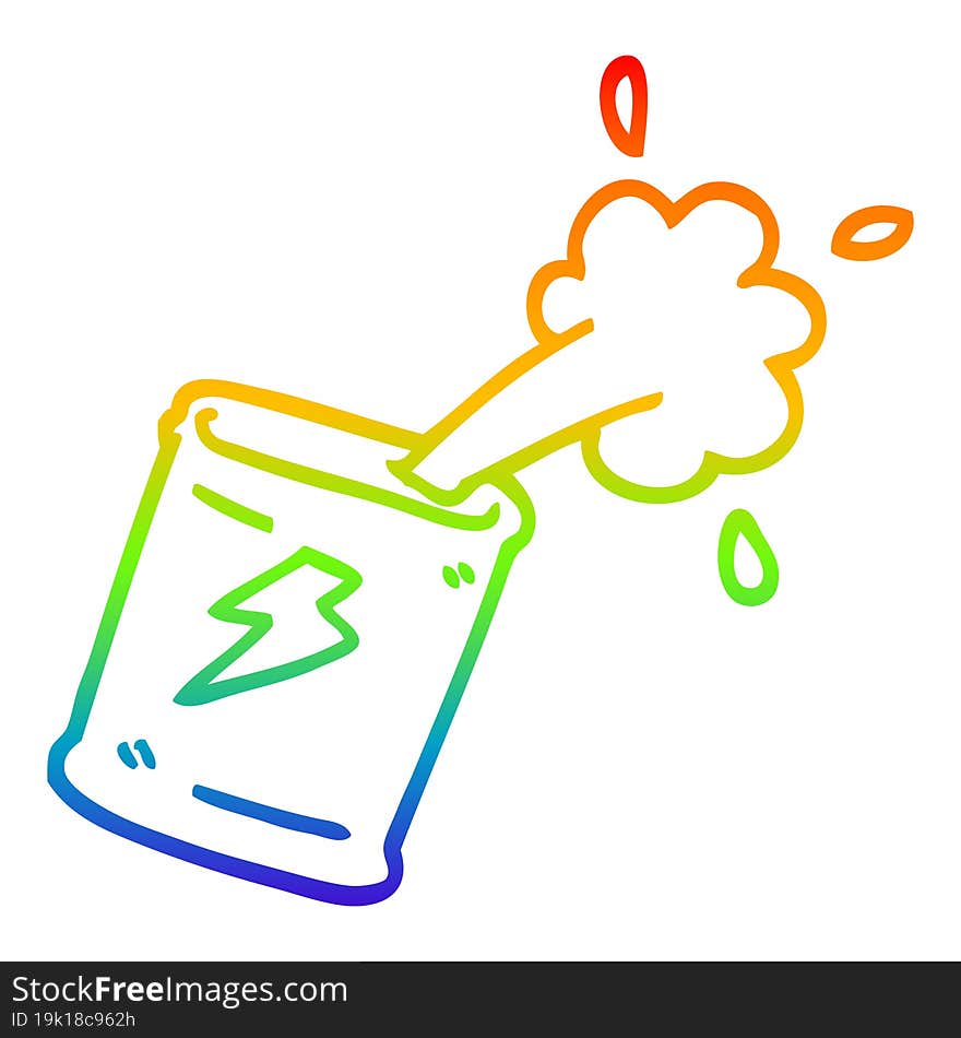 Rainbow Gradient Line Drawing Cartoon Soda Can