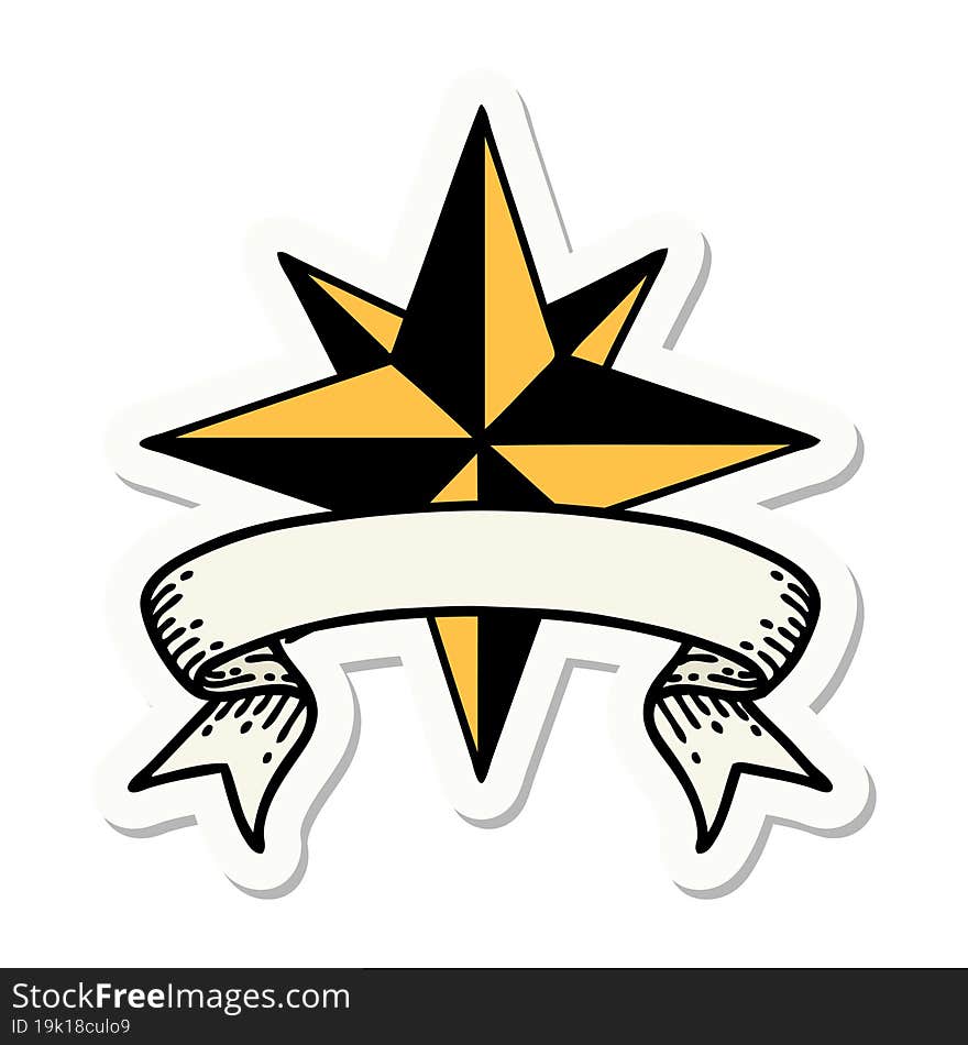 Tattoo Sticker With Banner Of A Star