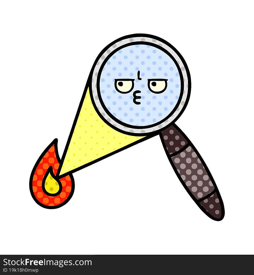 comic book style cartoon of a magnifying glass