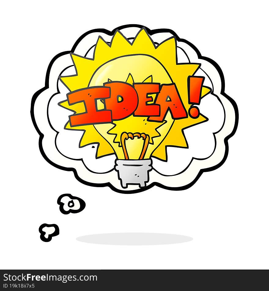 freehand drawn thought bubble cartoon idea light bulb symbol