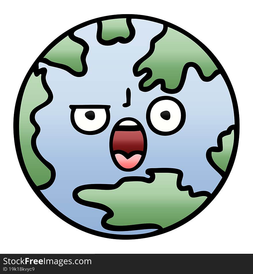 gradient shaded cartoon planet earth