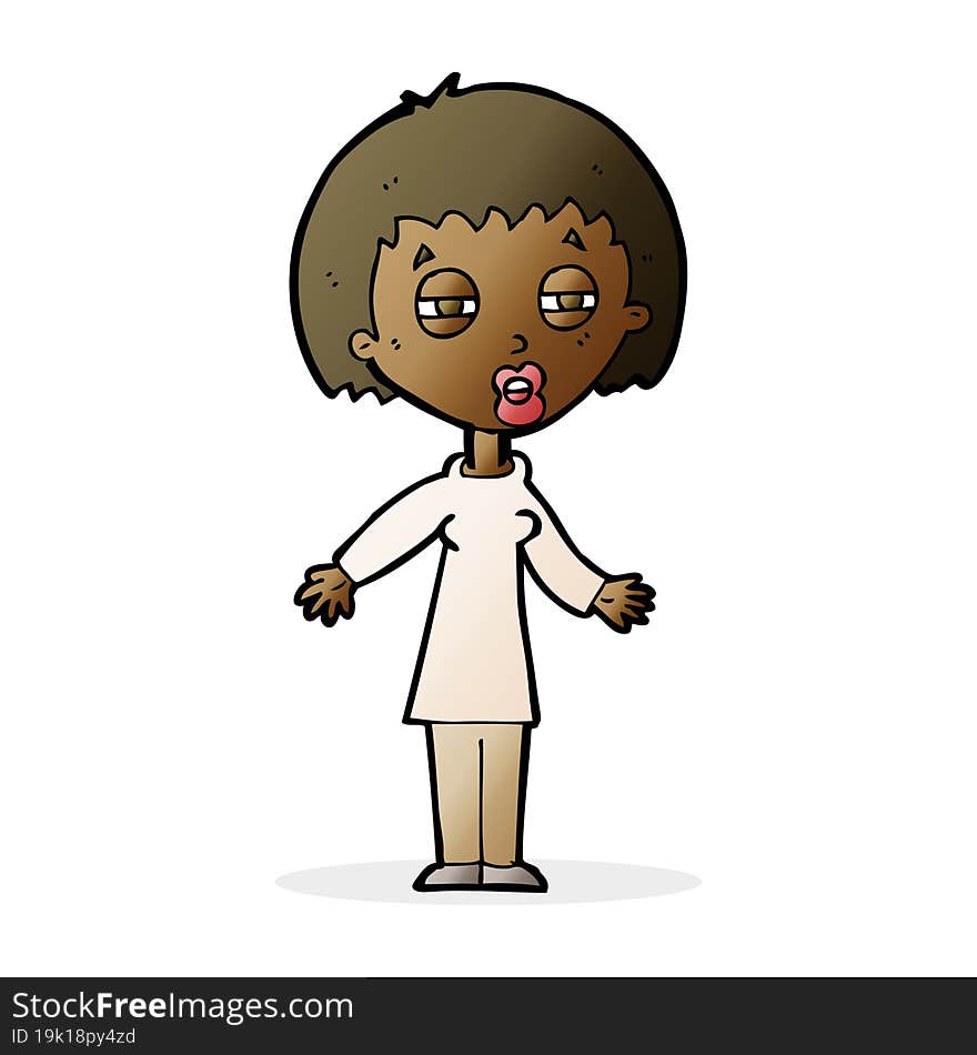 cartoon tired woman