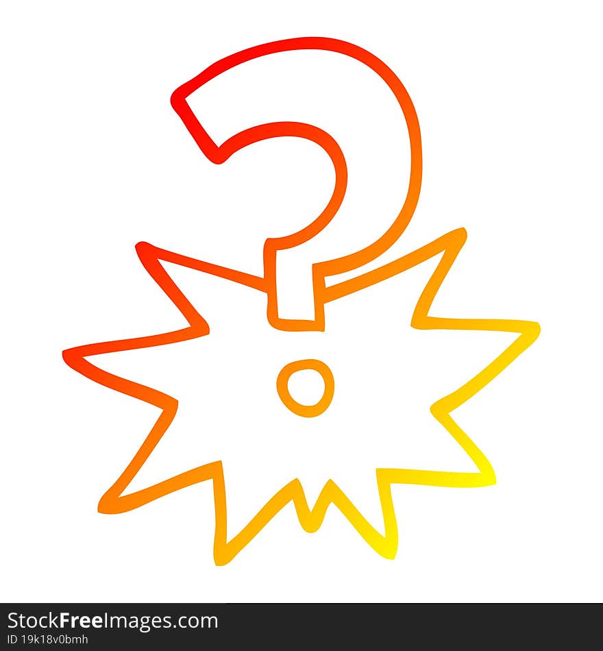 warm gradient line drawing cartoon question mark