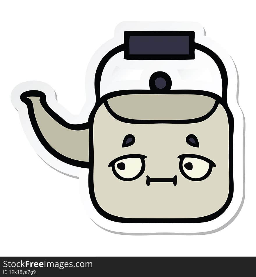 Sticker Of A Cute Cartoon Kettle