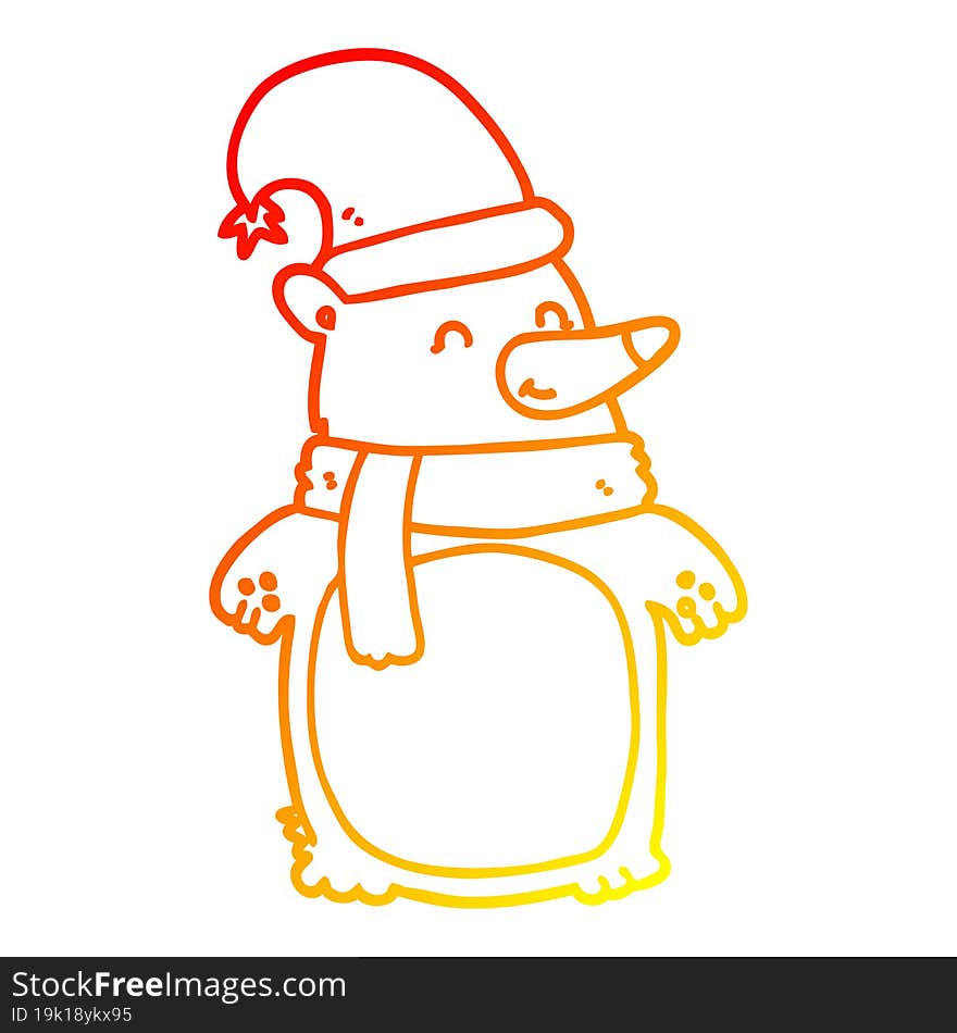 warm gradient line drawing cartoon christmas bear