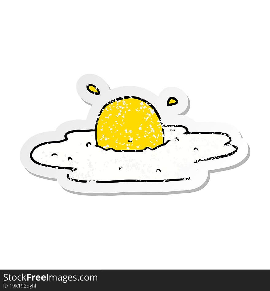 distressed sticker of a cartoon fried egg