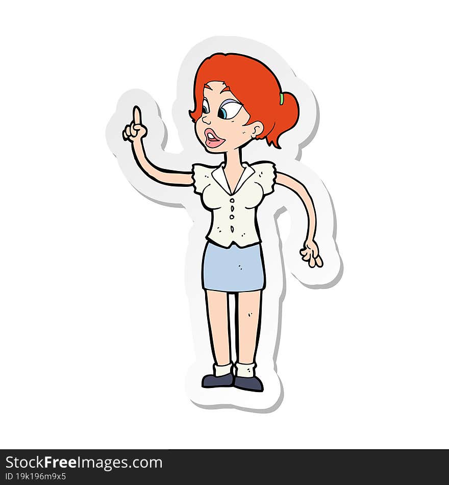 sticker of a cartoon woman with great idea