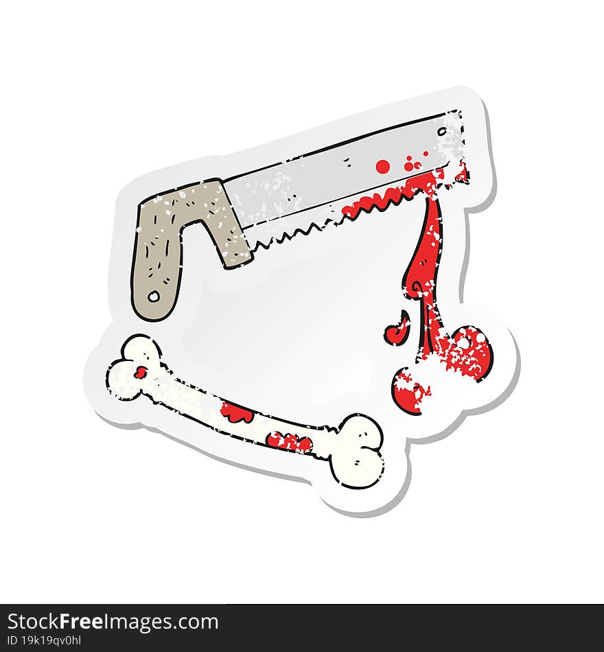 retro distressed sticker of a cartoon surgeons saw