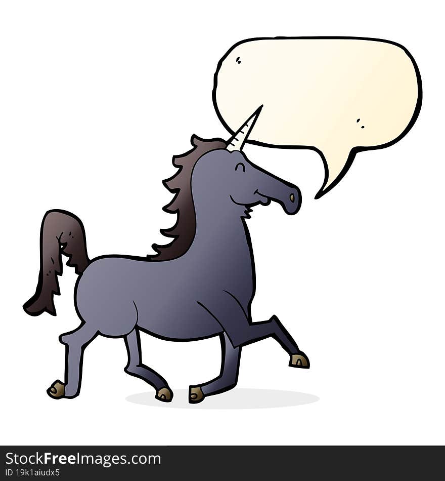 cartoon unicorn with speech bubble