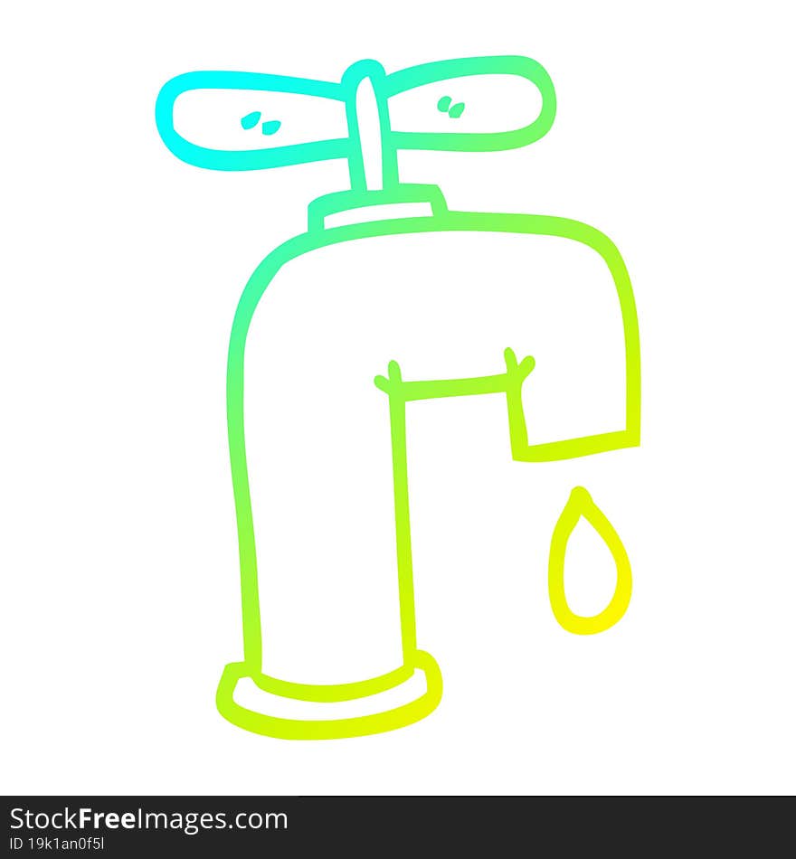 Cold Gradient Line Drawing Cartoon Dripping Faucet