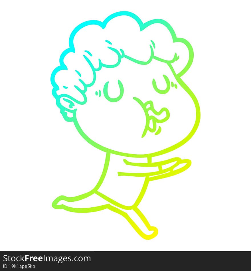 cold gradient line drawing cartoon man singing