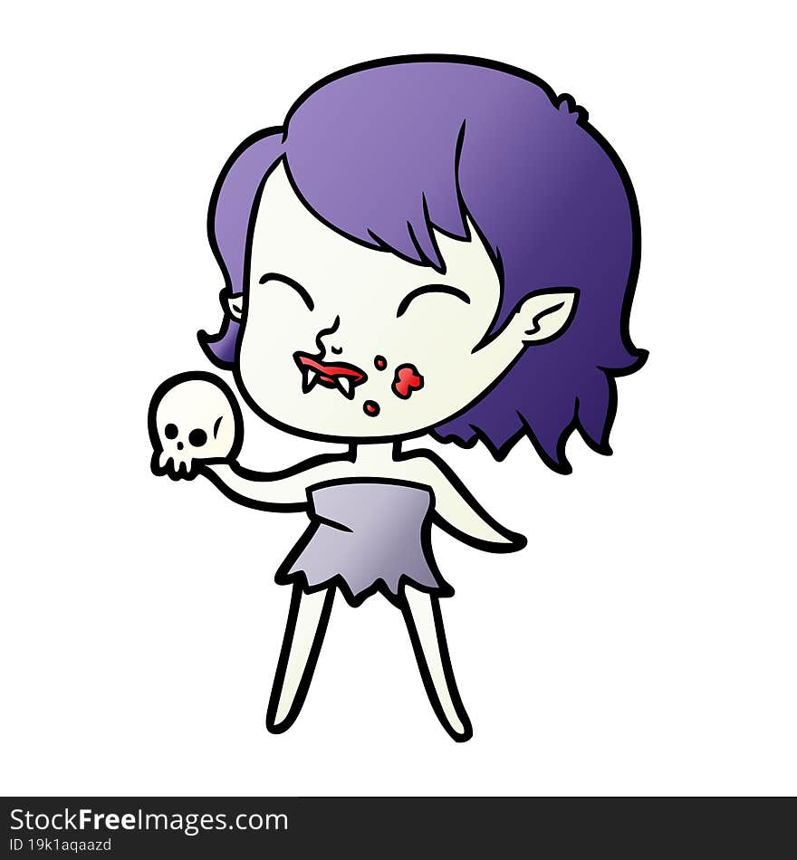 cartoon vampire girl with blood on cheek. cartoon vampire girl with blood on cheek