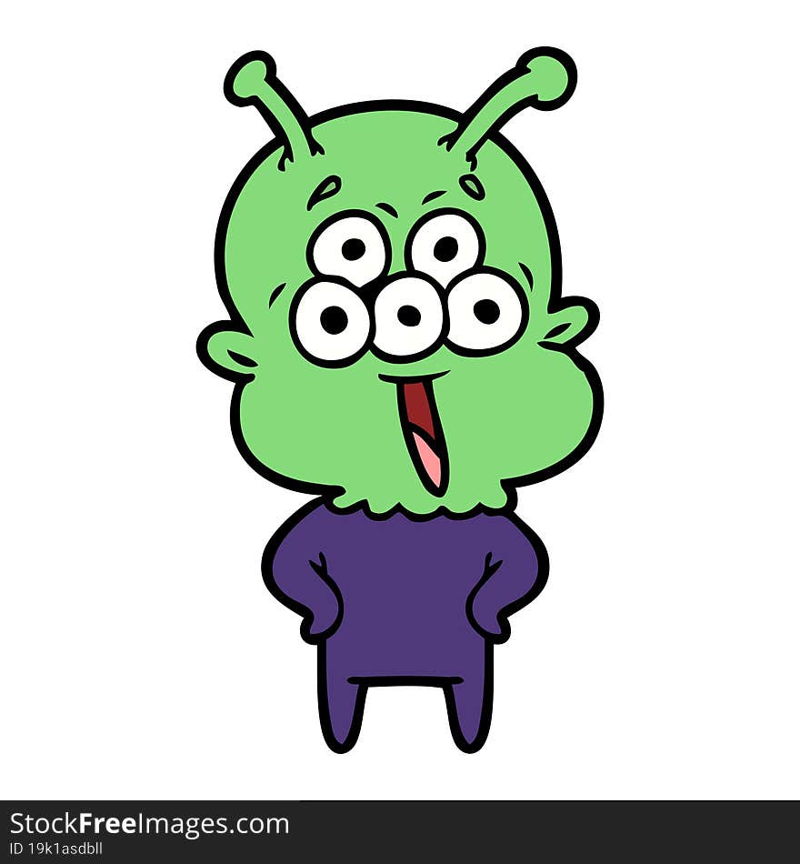 happy cartoon alien. happy cartoon alien