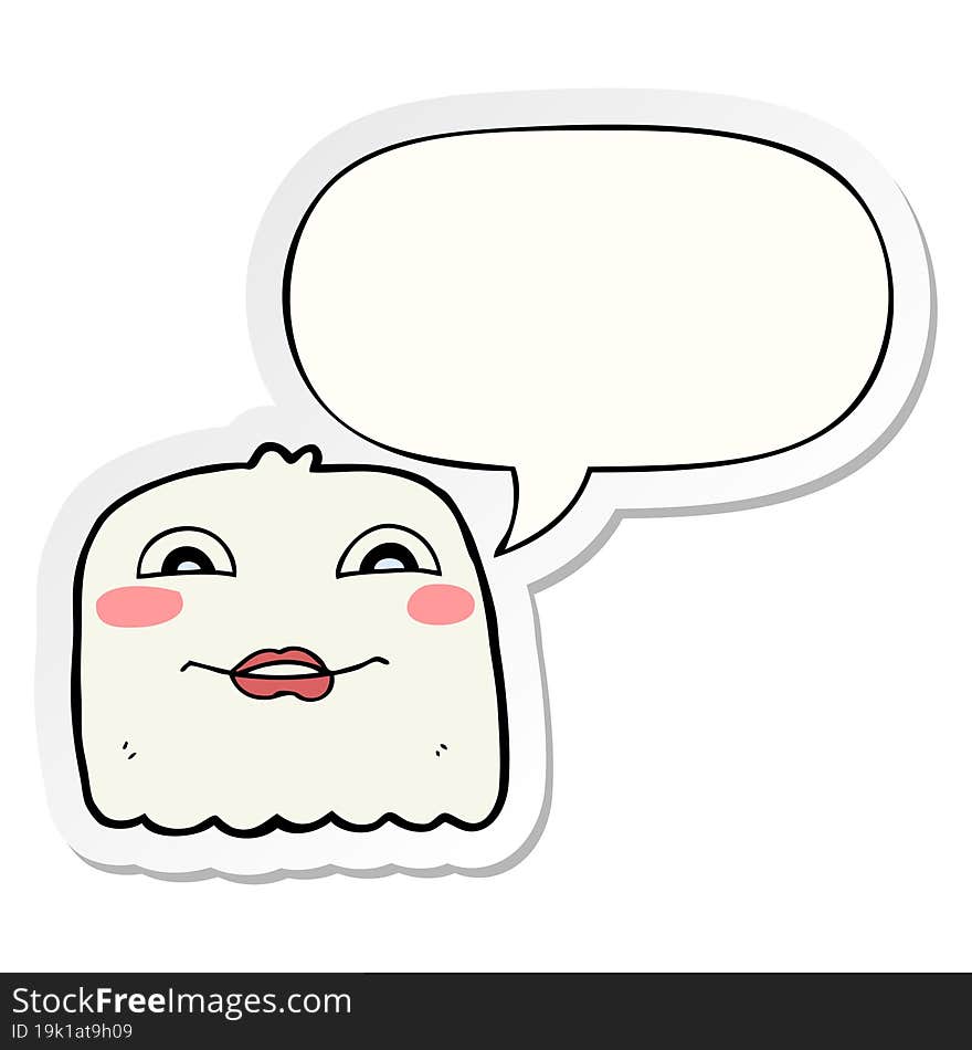 cartoon ghost and speech bubble sticker