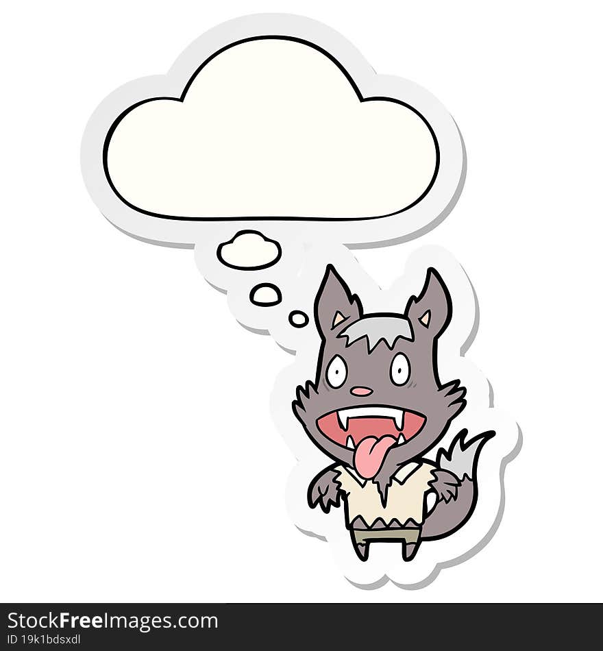 cartoon werewolf with thought bubble as a printed sticker