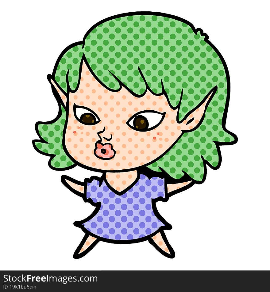 pretty cartoon elf girl. pretty cartoon elf girl