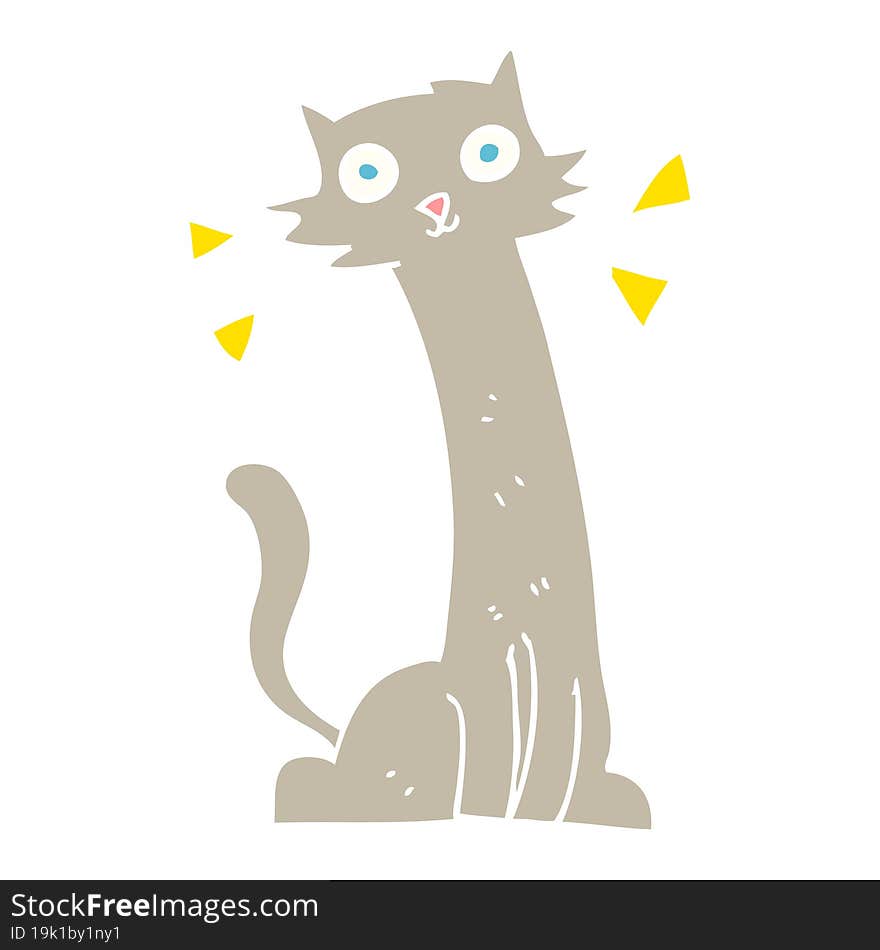 flat color illustration of a cartoon cat