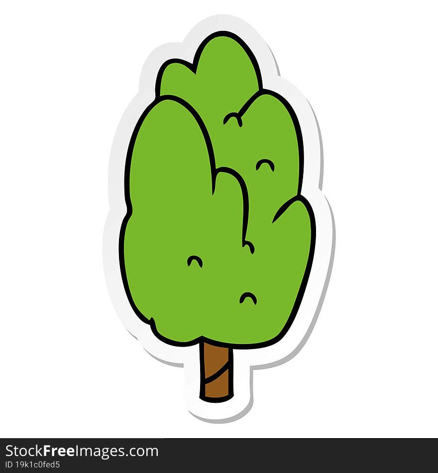 hand drawn sticker cartoon doodle single green tree