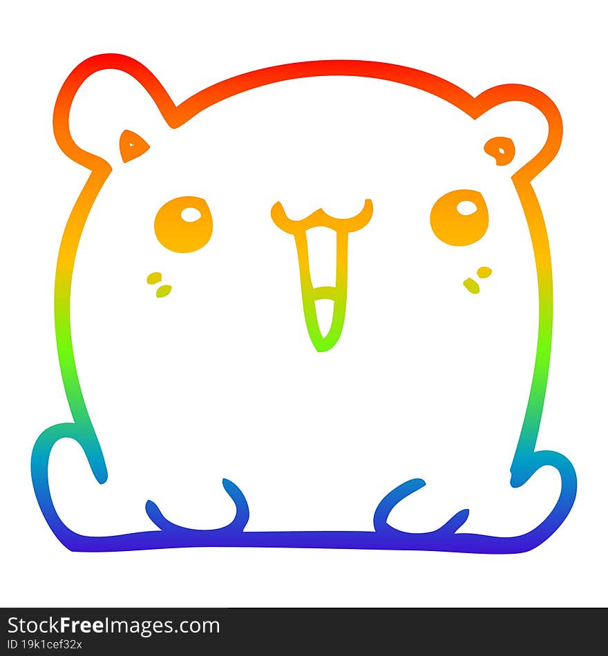 Rainbow Gradient Line Drawing Cute Cartoon Bear