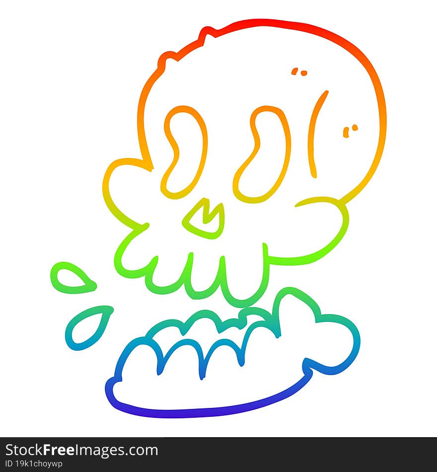 rainbow gradient line drawing funny cartoon skull