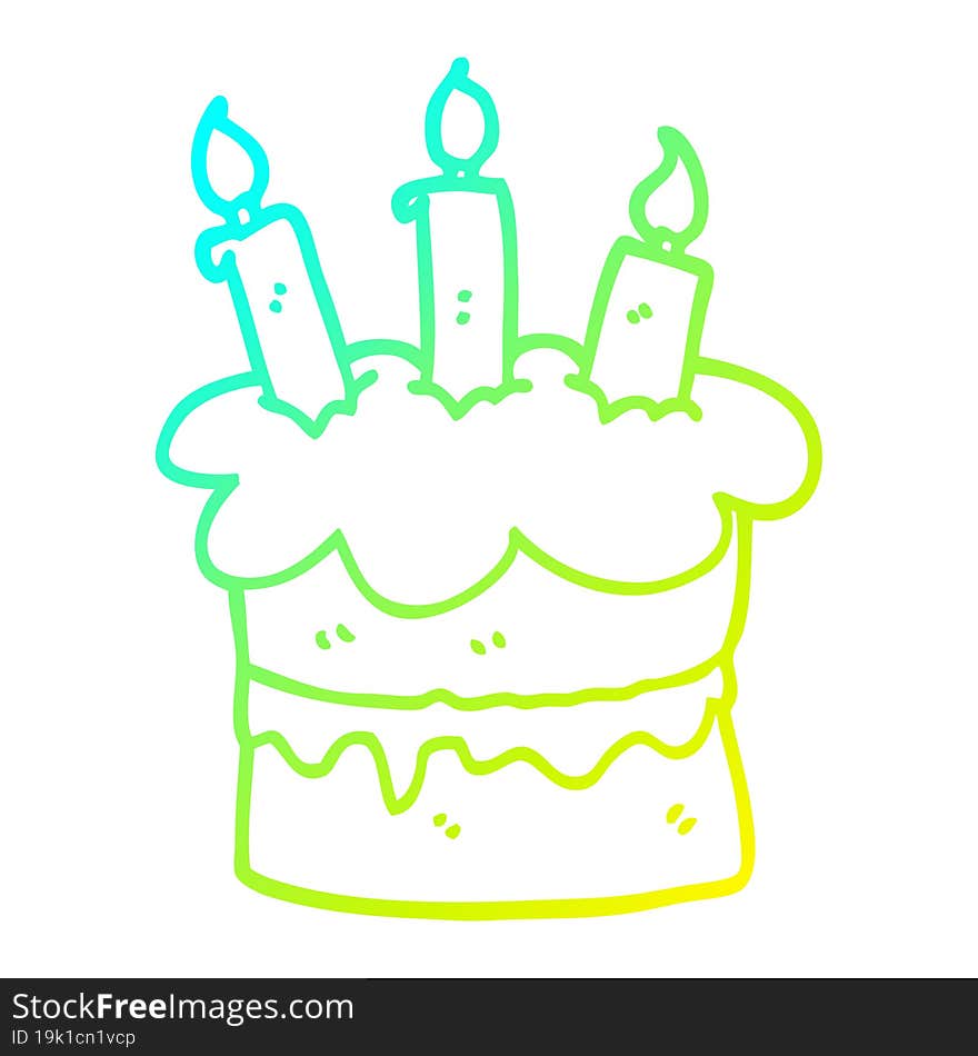 cold gradient line drawing cartoon birthday cake