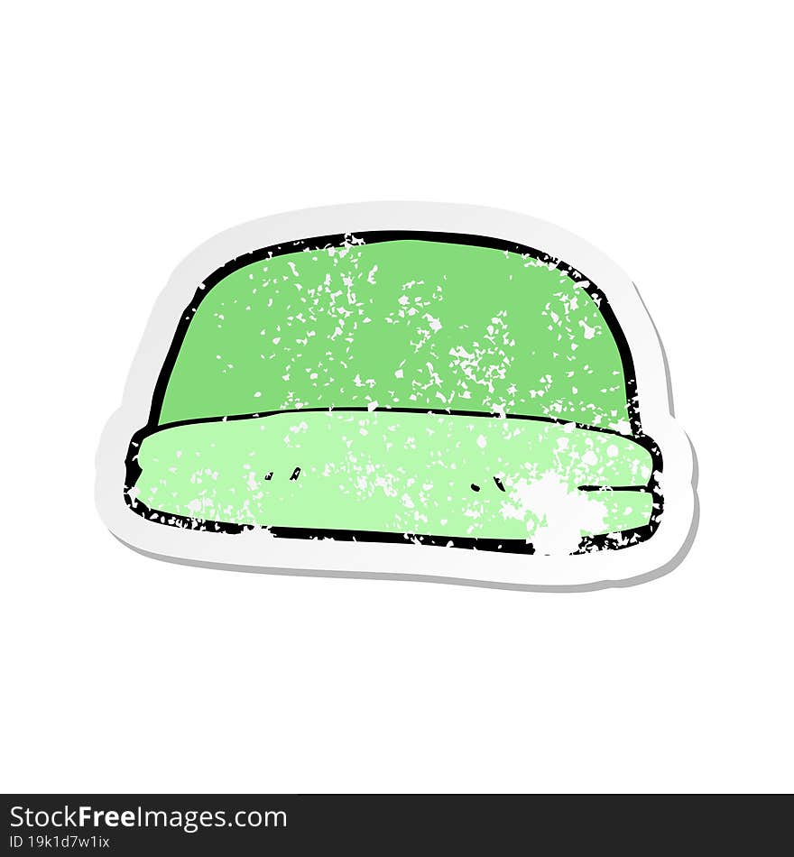 retro distressed sticker of a cartoon hat