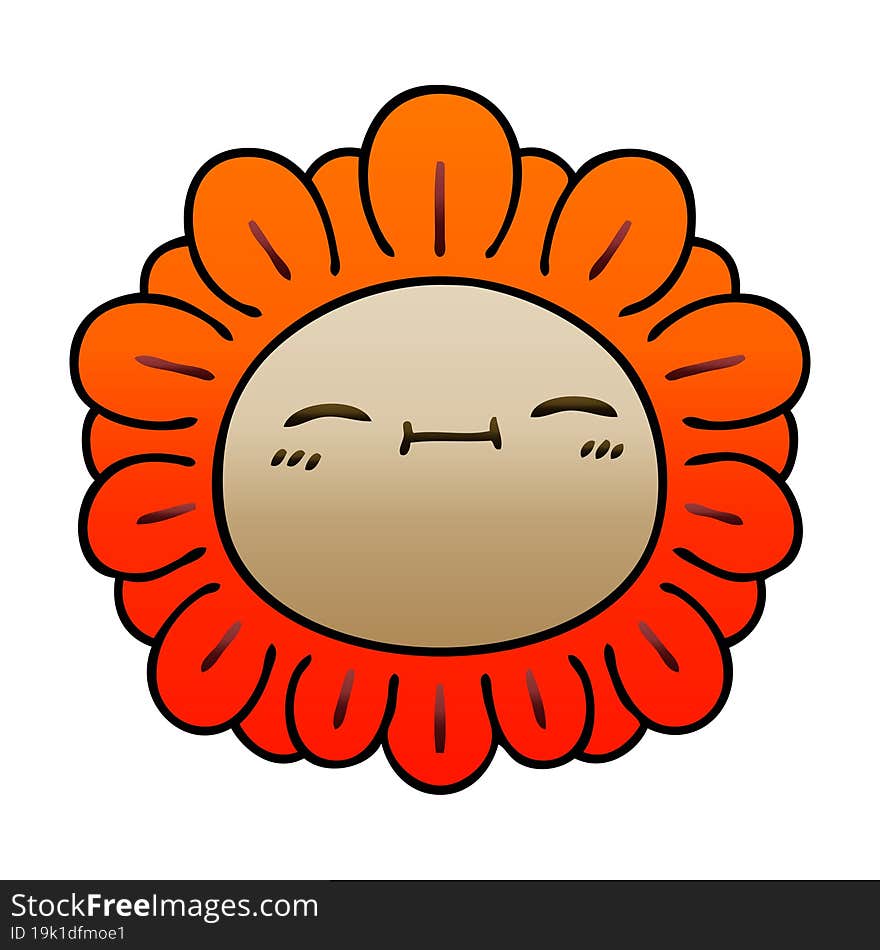 gradient shaded quirky cartoon flower. gradient shaded quirky cartoon flower