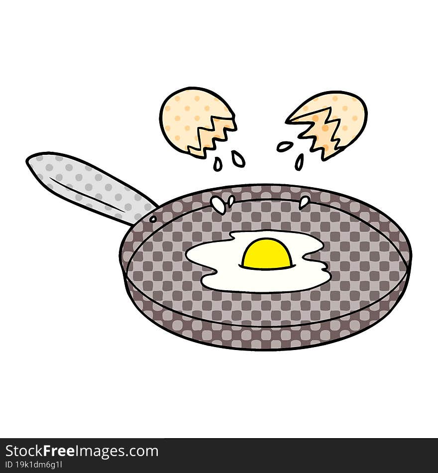 cartoon pan frying egg. cartoon pan frying egg