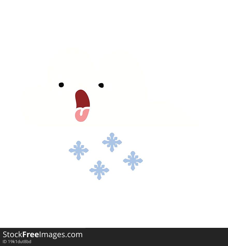 flat color retro cartoon shocked snow cloud