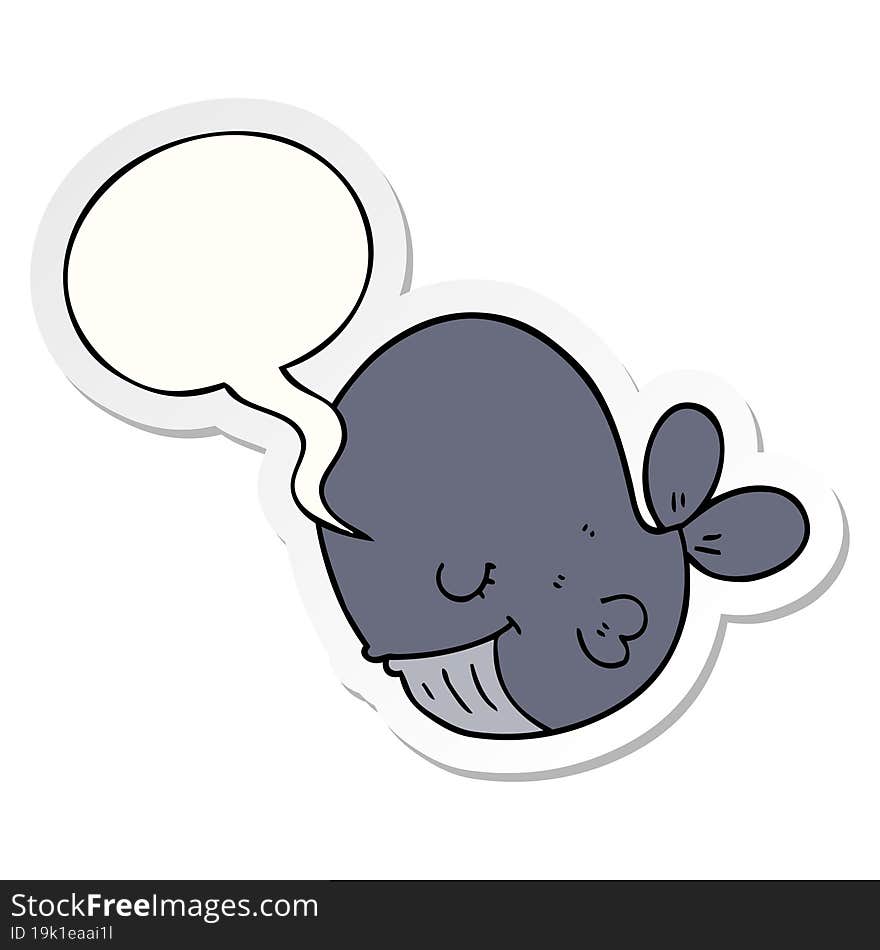 cartoon whale with speech bubble sticker. cartoon whale with speech bubble sticker