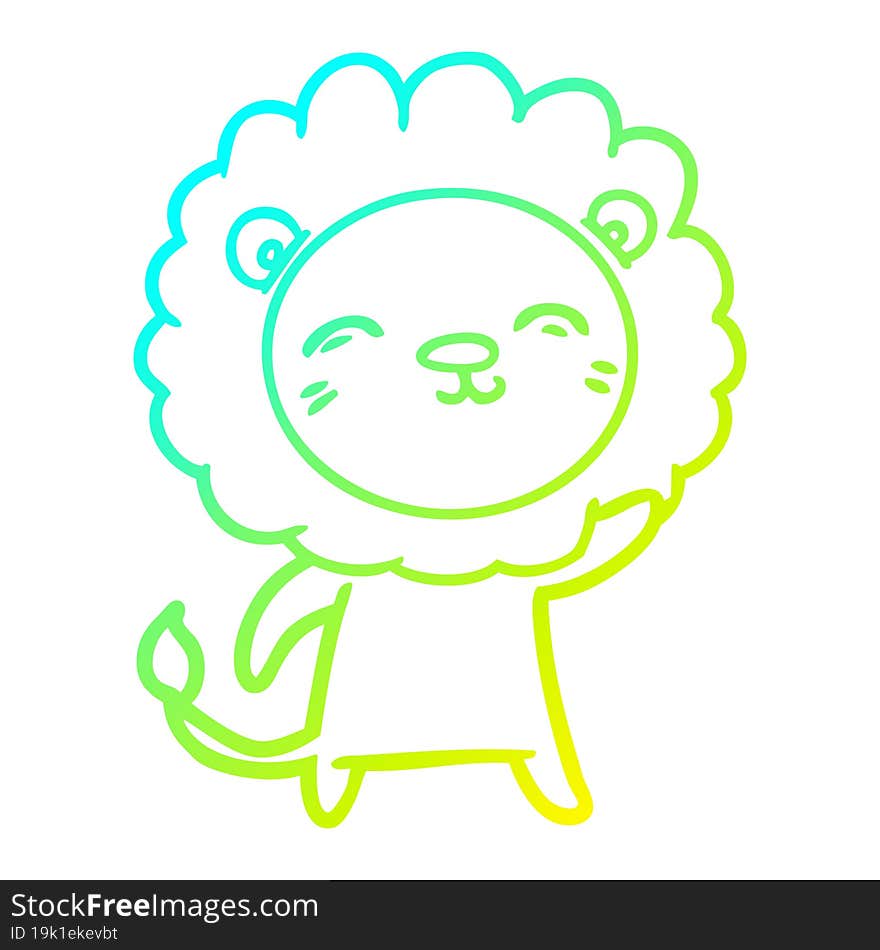 cold gradient line drawing of a cartoon lion