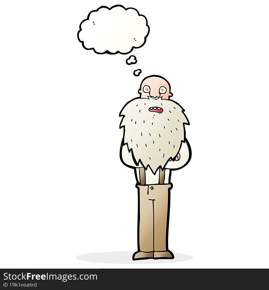 Cartoon Bearded Old Man With Thought Bubble