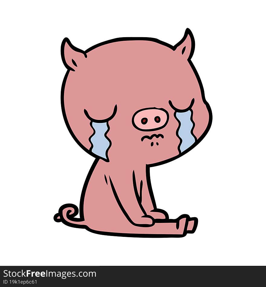 cartoon pig crying. cartoon pig crying