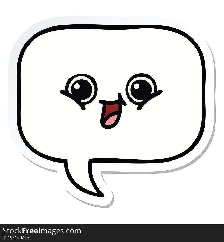 sticker of a cute cartoon speech bubble