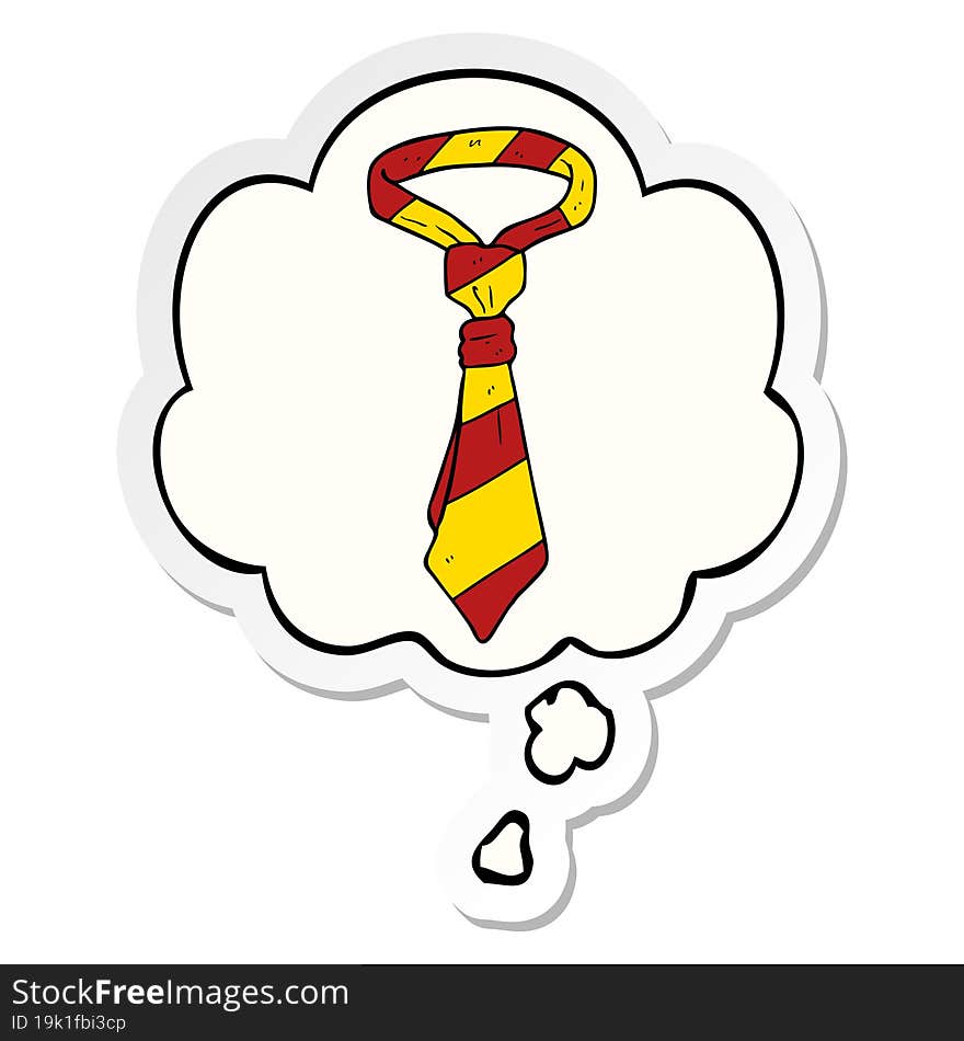 Cartoon Office Tie And Thought Bubble As A Printed Sticker