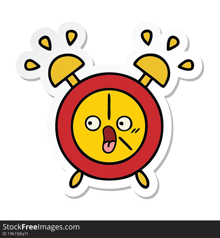 sticker of a cute cartoon alarm clock