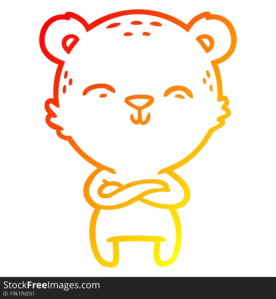 warm gradient line drawing happy confident cartoon bear