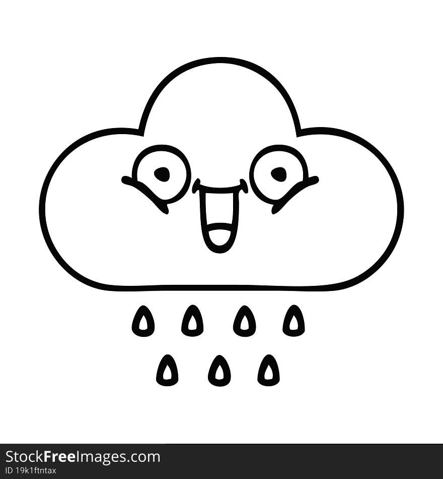 line drawing cartoon of a rain cloud