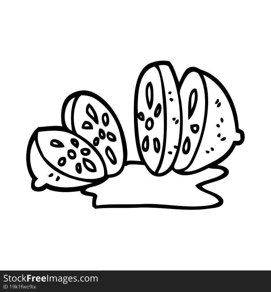 line drawing cartoon citrus fruit