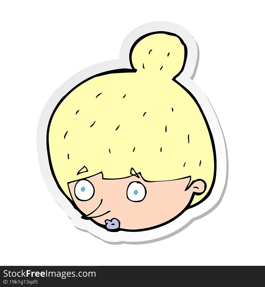 sticker of a cartoon surprised womans face