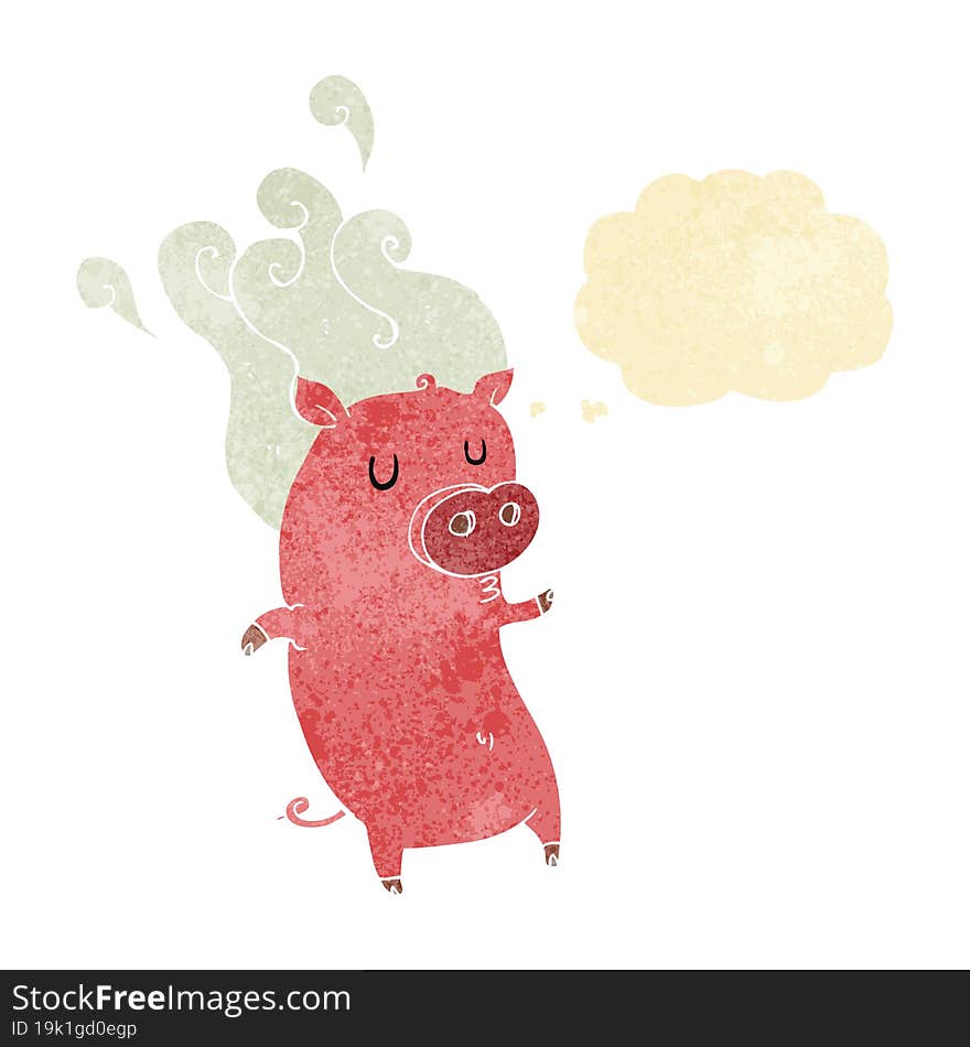 Smelly Cartoon Pig With Thought Bubble