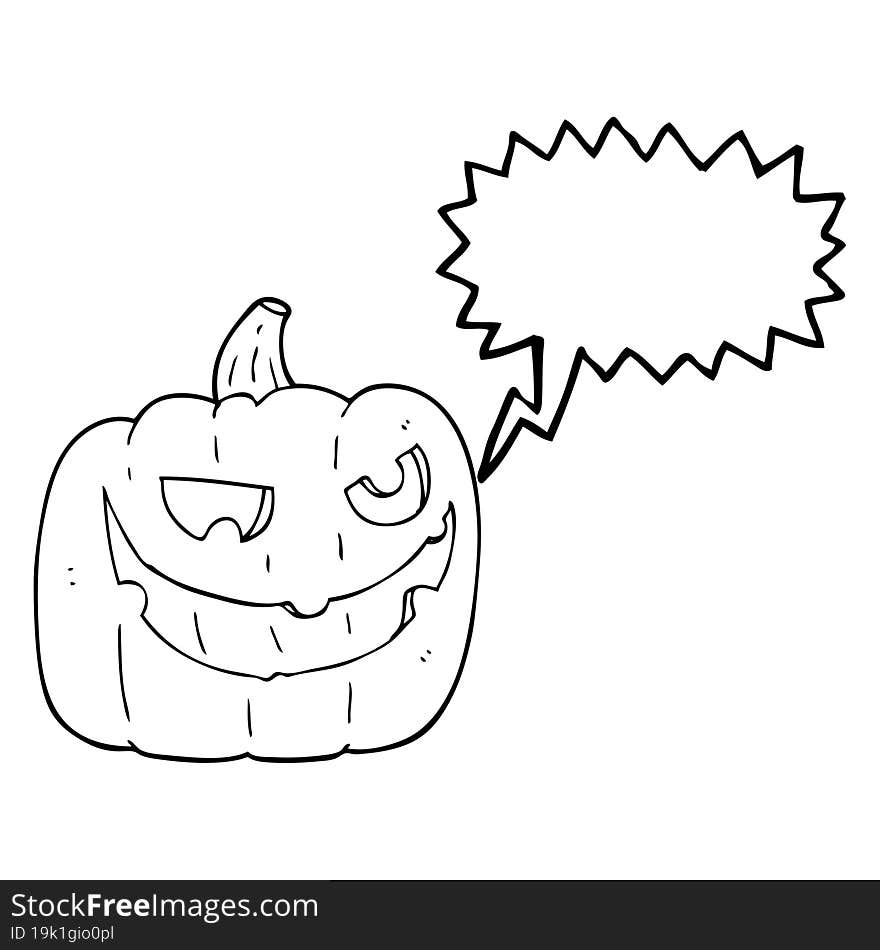 speech bubble cartoon halloween pumpkin