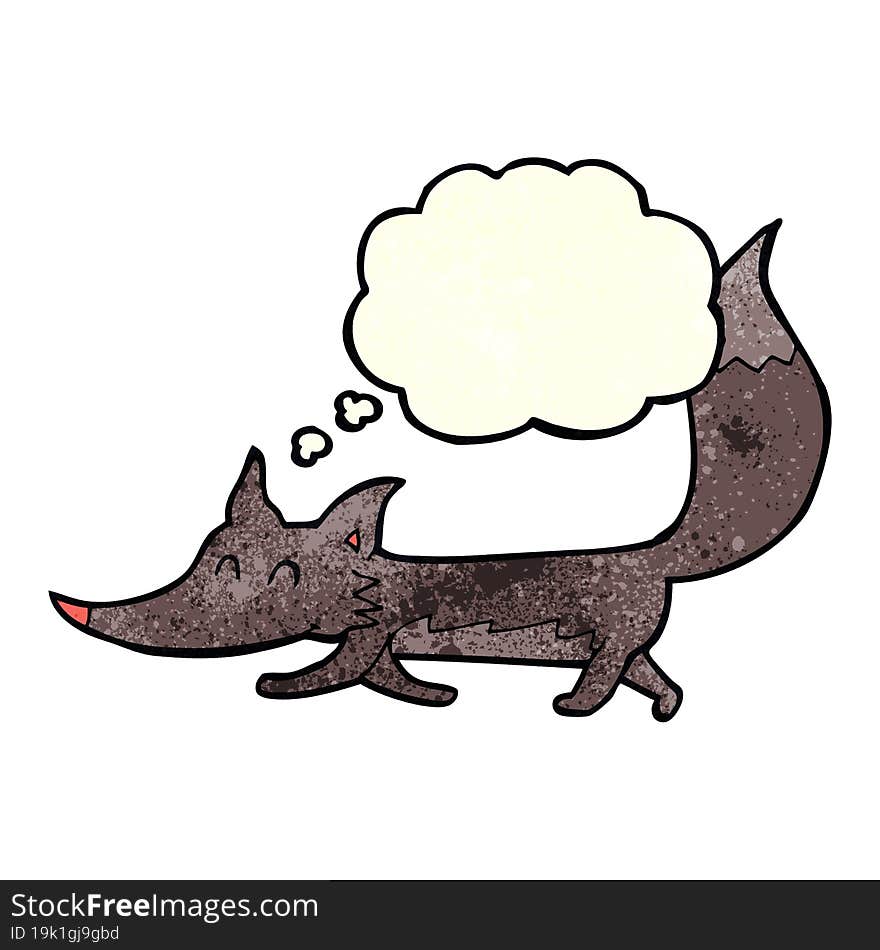 cartoon little wolf with thought bubble