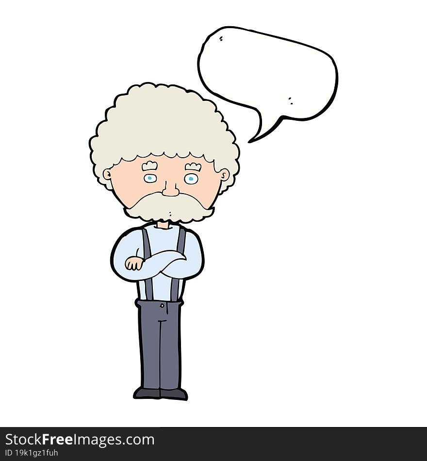 Cartoon Old Man  With Speech Bubble