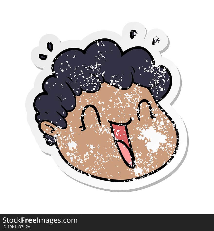 distressed sticker of a cartoon male face