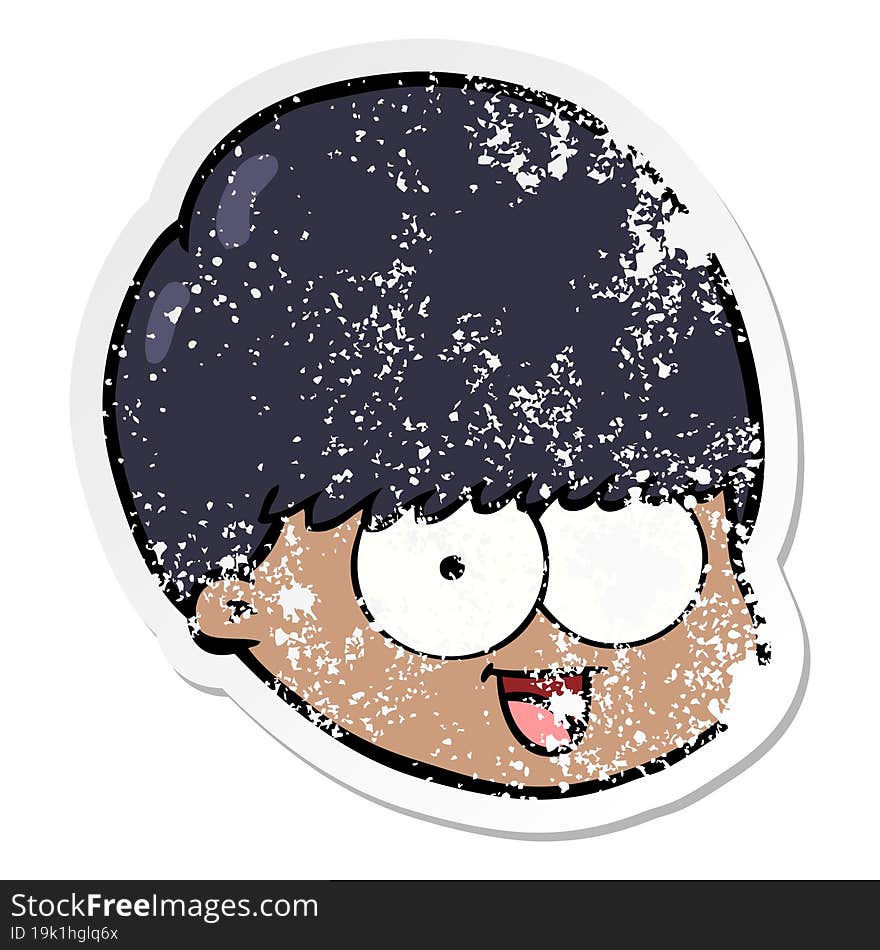 distressed sticker of a cartoon male face