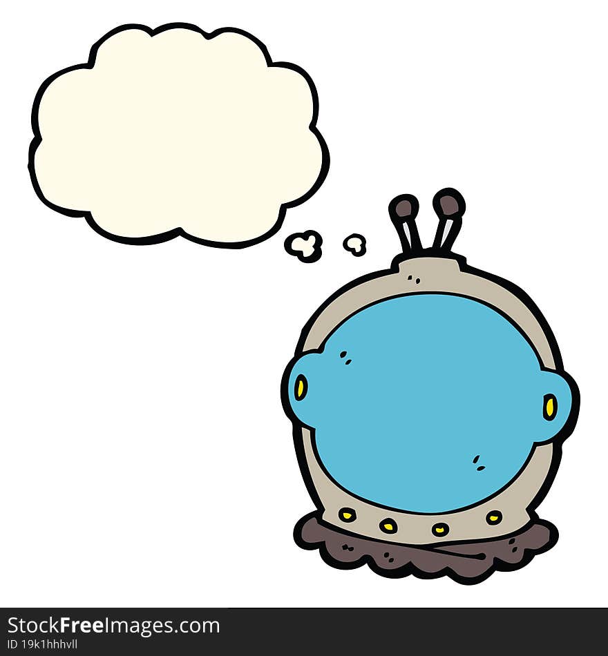 cartoon astronaut helmet with thought bubble